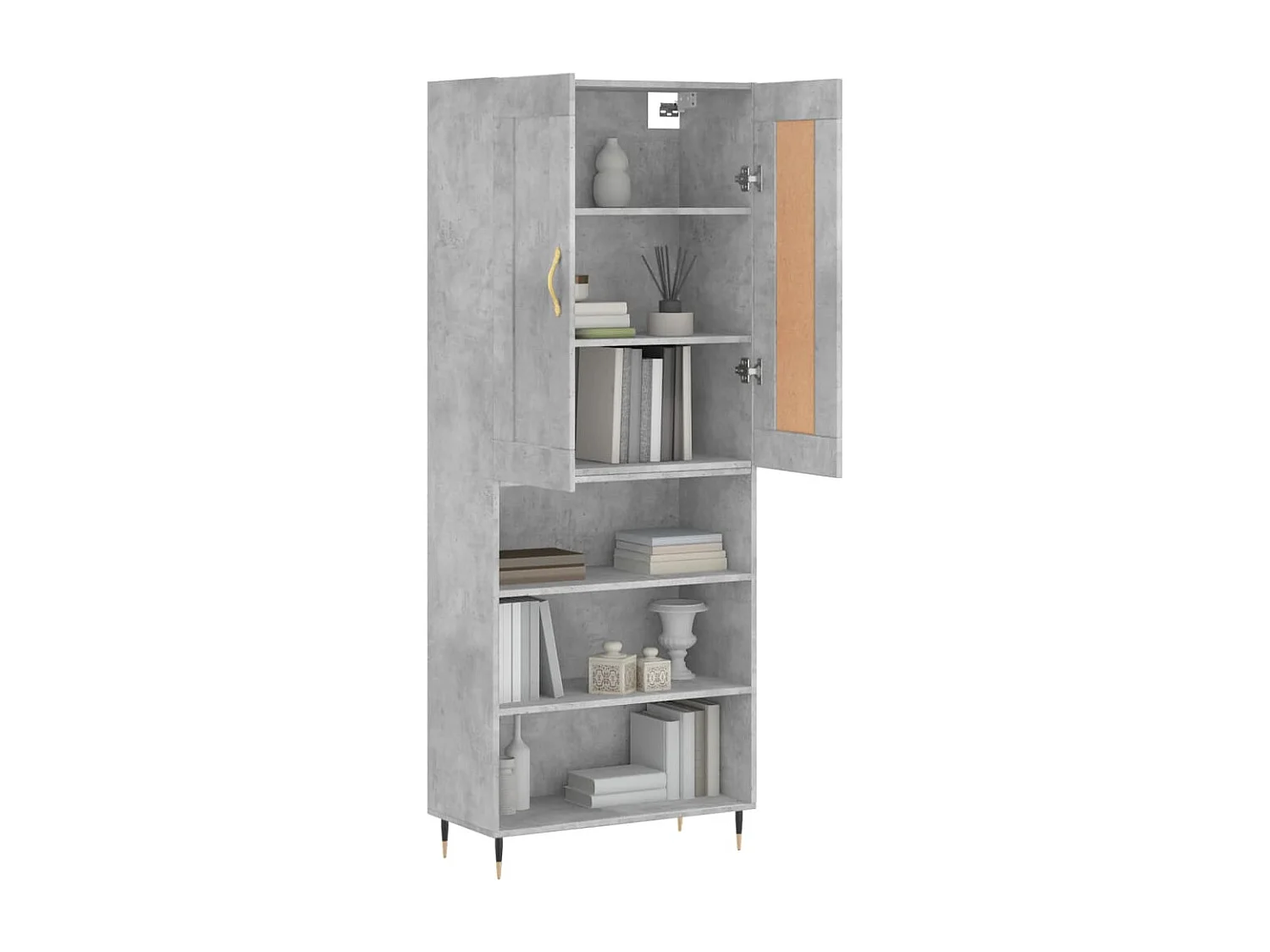 Buffet haut Gris béton 69,5x34x180 cm Bois d'ingénierie