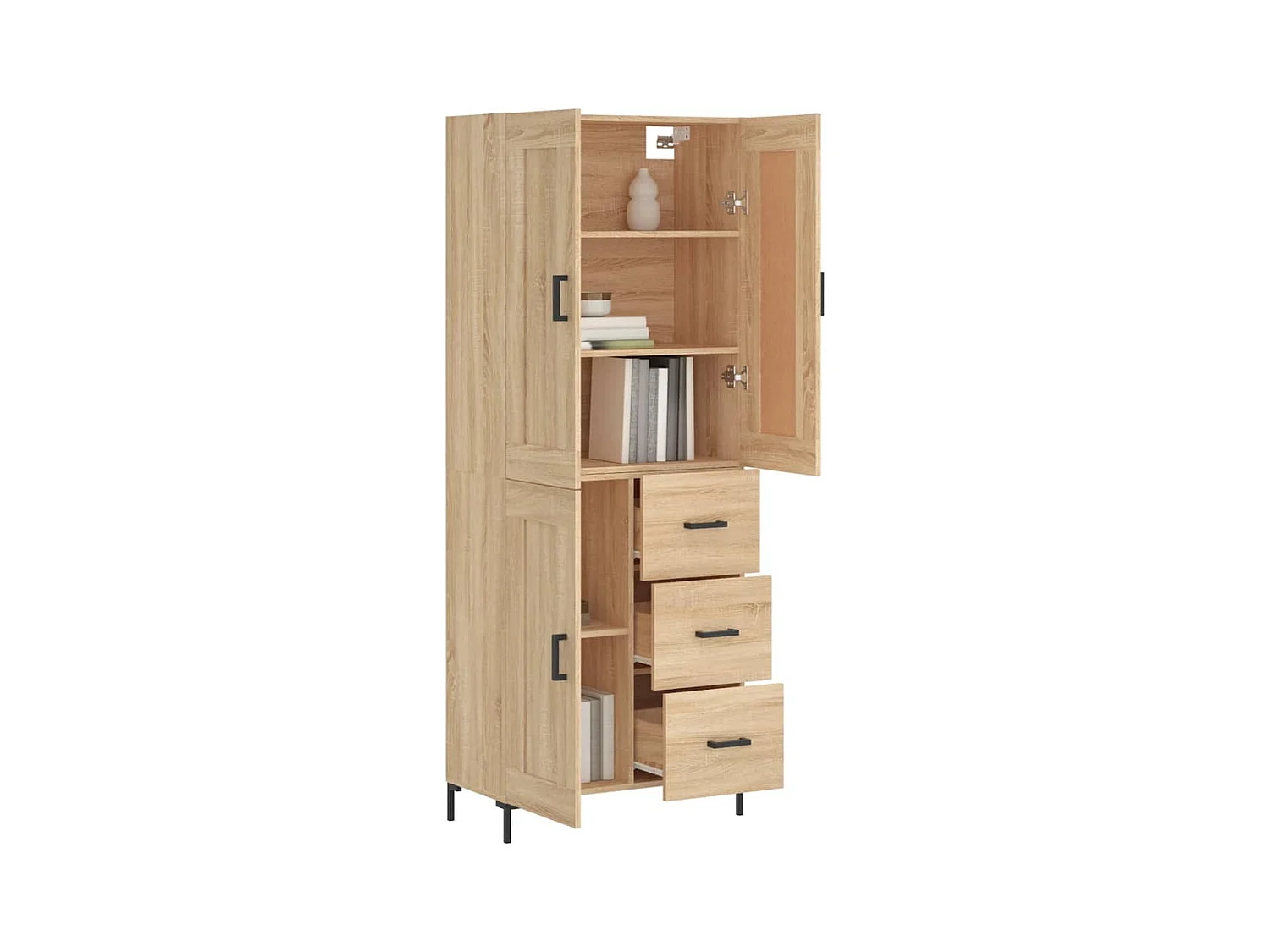 Hoog dressoir Sonoma eiken 69,5x34x180 cm Technisch hout