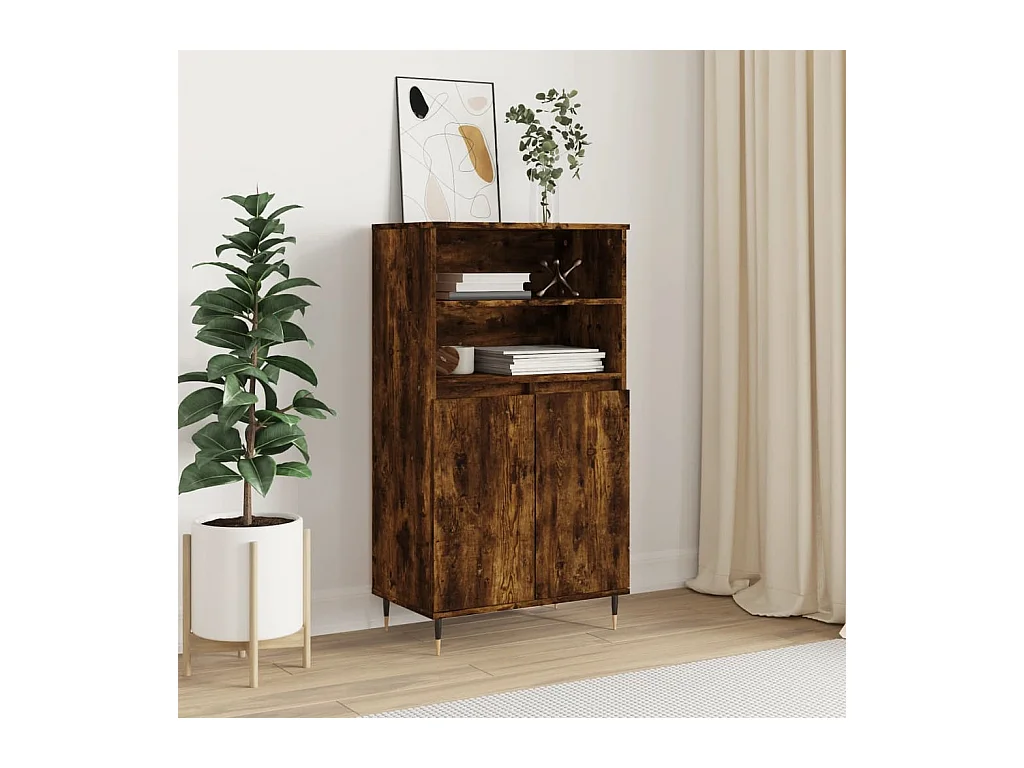 Buffet haut Chêne fumé 60x36x110 cm Bois d'ingénierie