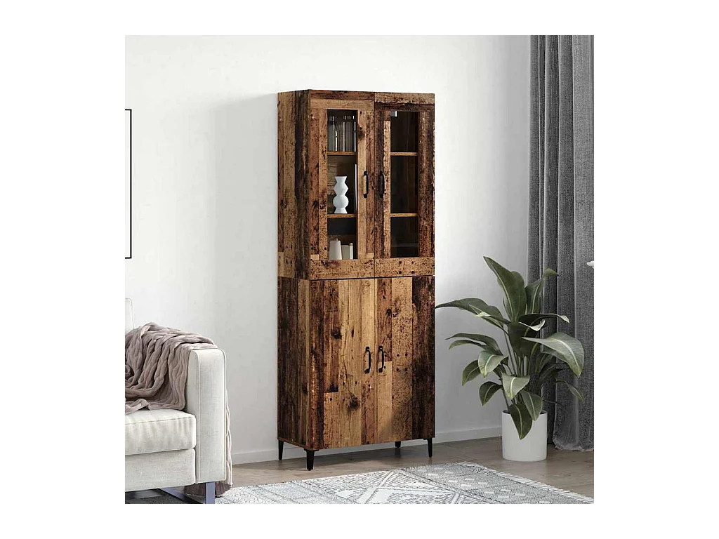 Mobile alto 2 pezzi Legno antico 69,5 x 34 x 180 cm