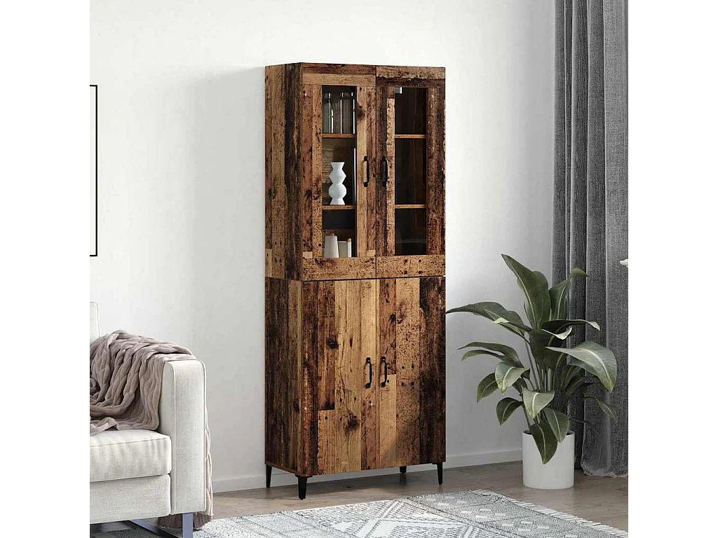 Mobile alto 2 pezzi Legno antico 69,5 x 34 x 180 cm