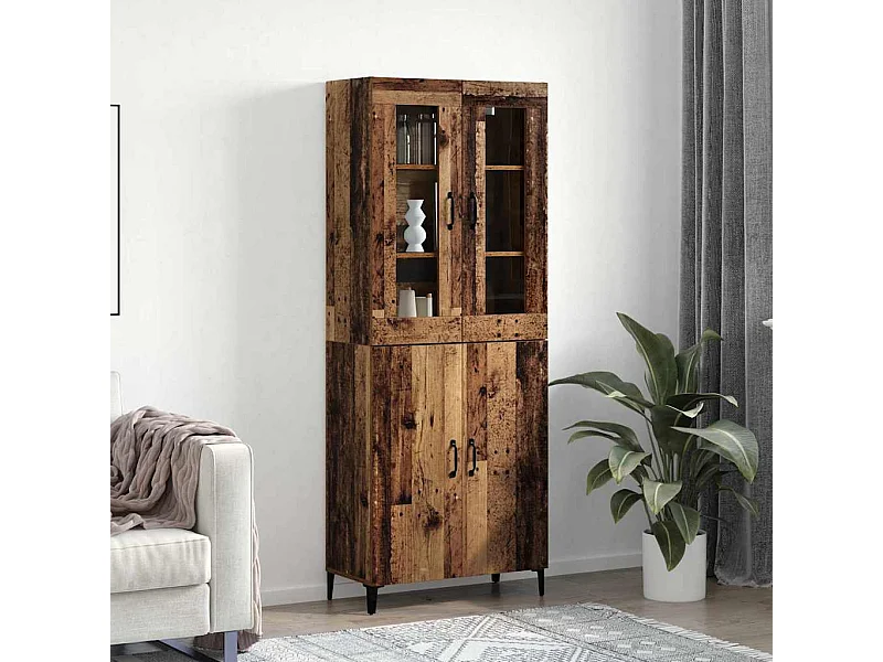 Mobile alto 2 pezzi Legno antico 69,5 x 34 x 180 cm