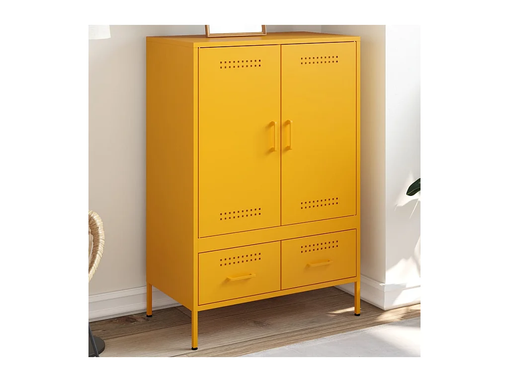 Buffet haut jaune moutarde 68x39x101,5 cm acier