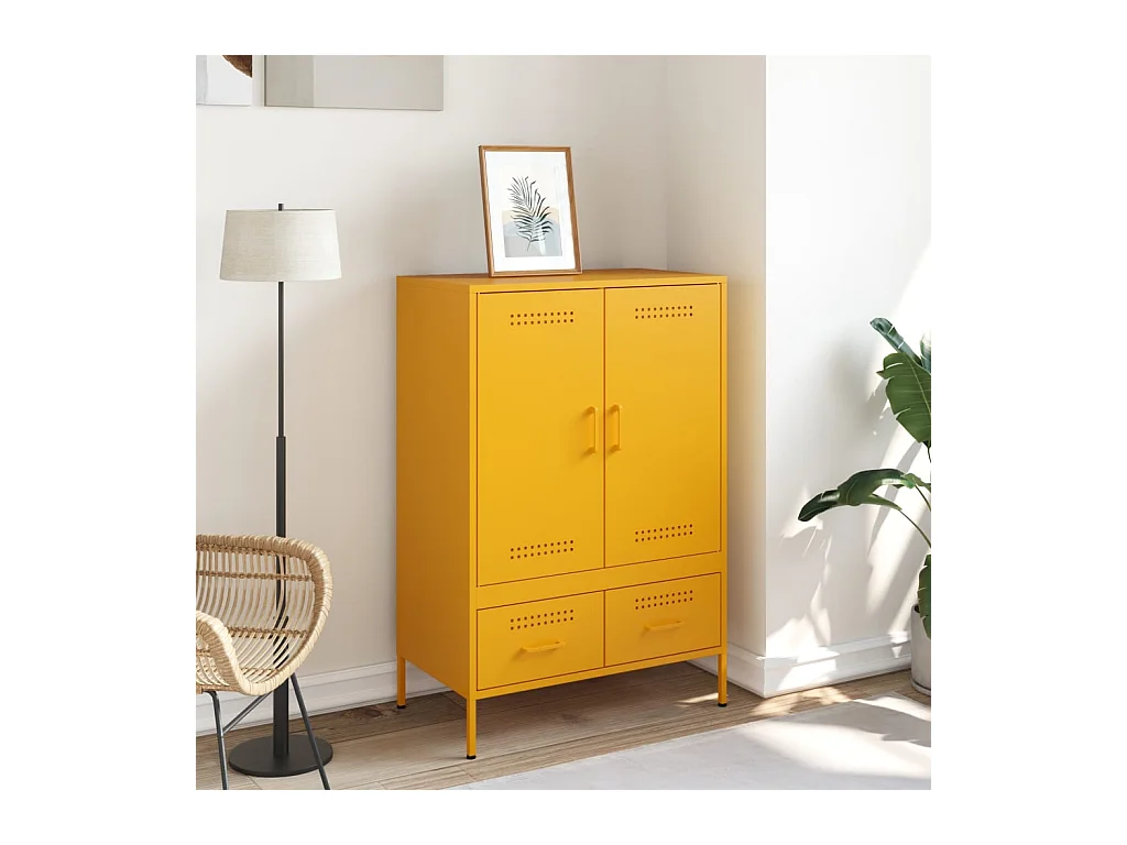 Buffet haut jaune moutarde 68x39x101,5 cm acier