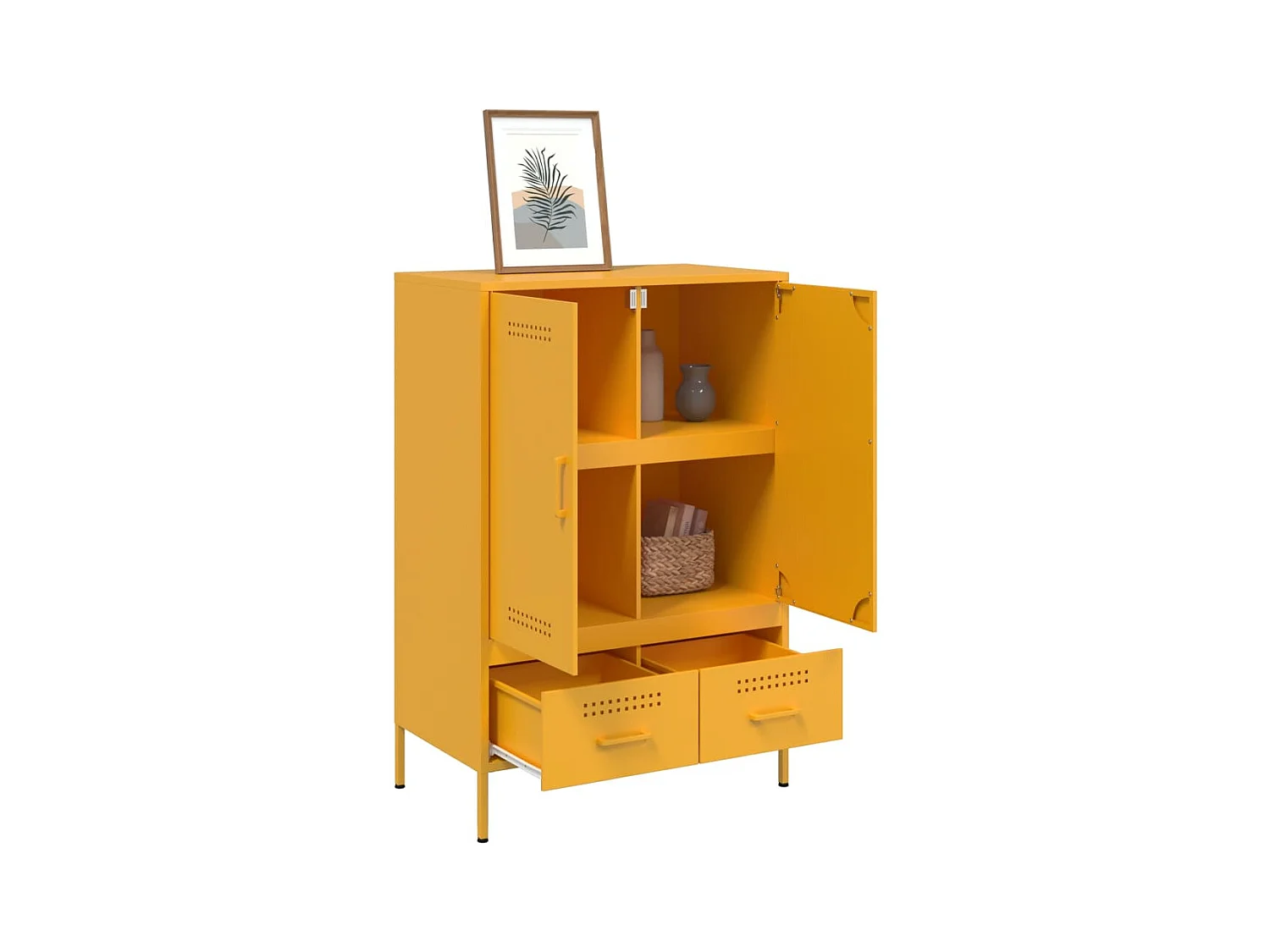 Buffet haut jaune moutarde 68x39x101,5 cm acier