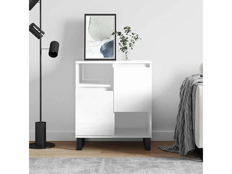 Buffet Blanc brillant 60x35x70 cm Bois d'ingénierie