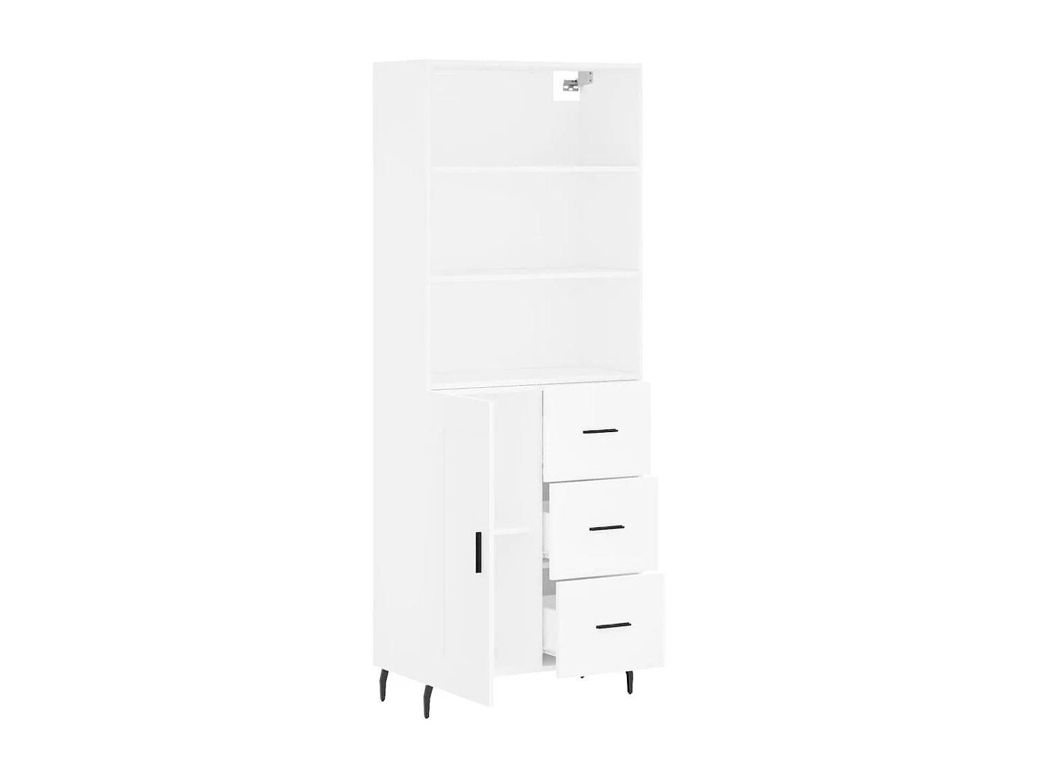 Credenza alta bianca 69,5x34x180 cm Legno ingegnerizzato