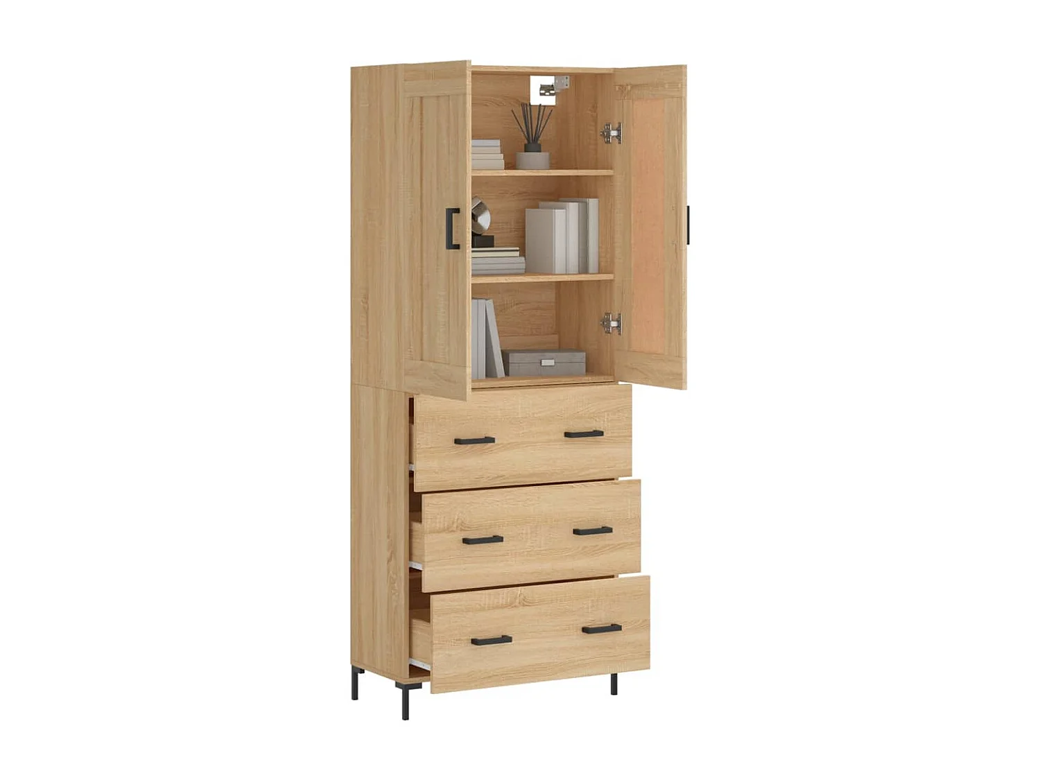 Credenza alta in rovere Sonoma 69,5x34x180 cm Legno ingegnerizzato