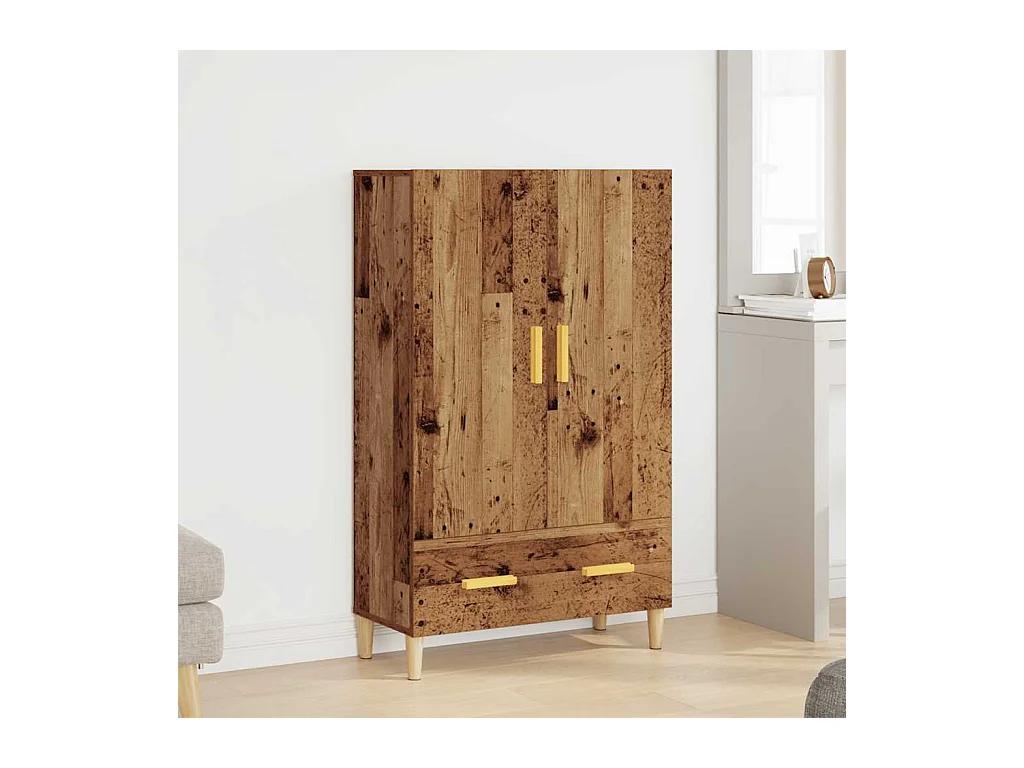 Hoge dressoir oud hout 70x31x115 cm bewerkt hout