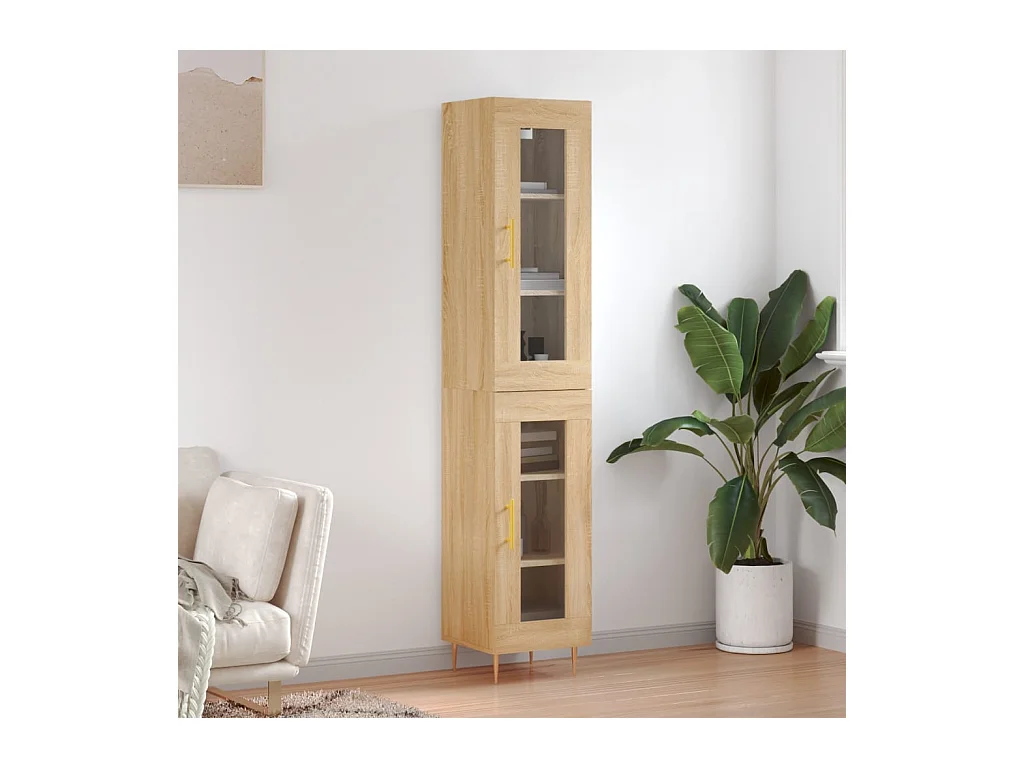 Aparador alto roble Sonoma 34,5x34x180 cm Madera de ingeniería