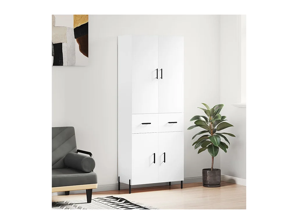 Wit hoog dressoir 69,5x34x180 cm Technisch hout