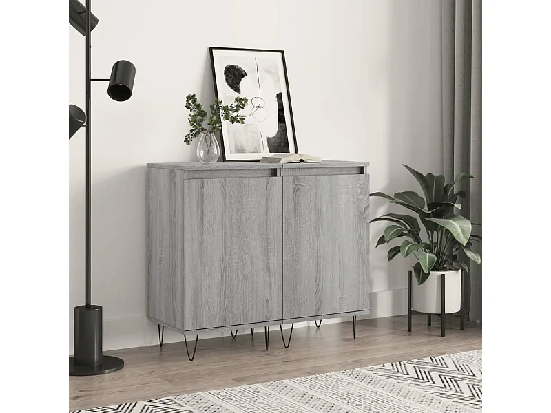 Dressoirs 2 stuks sonoma grijs 40x35x70 cm bewerkt hout