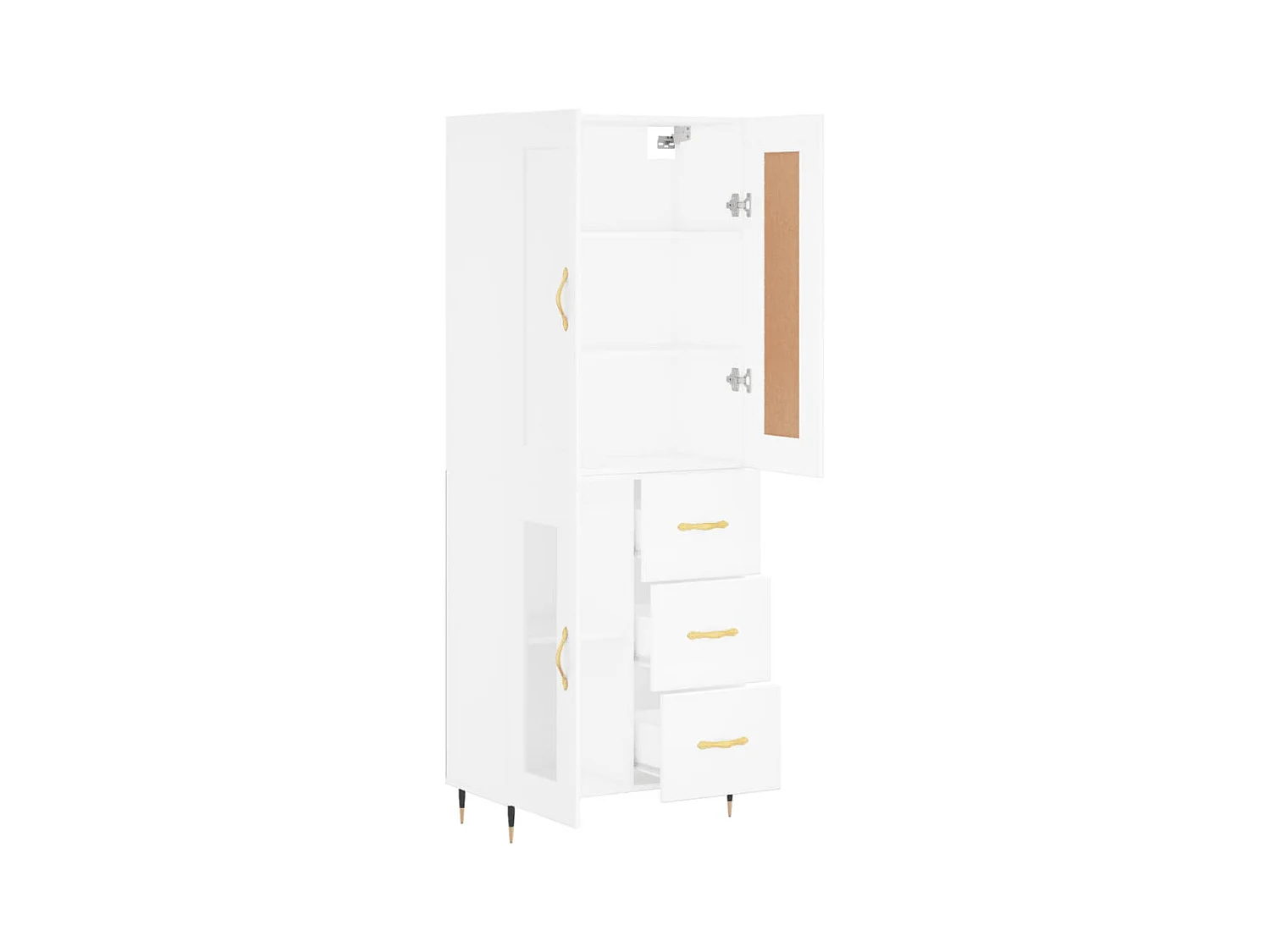 Credenza alta bianca 69,5x34x180 cm Legno ingegnerizzato