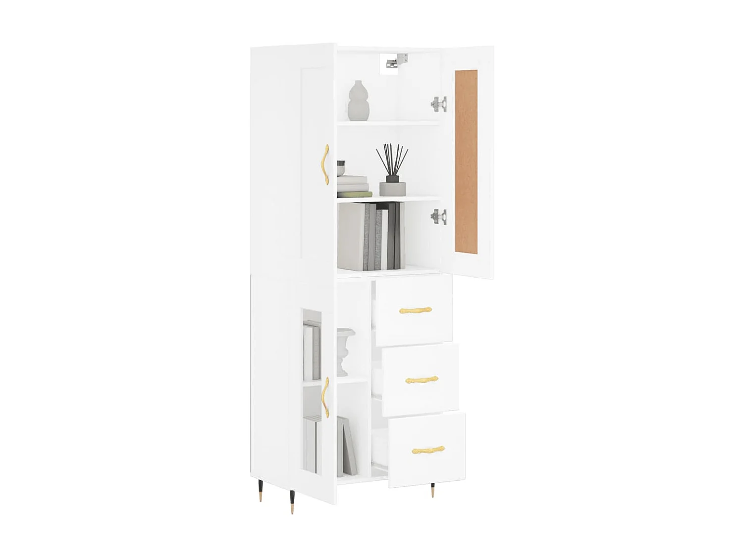 Credenza alta bianca 69,5x34x180 cm Legno ingegnerizzato