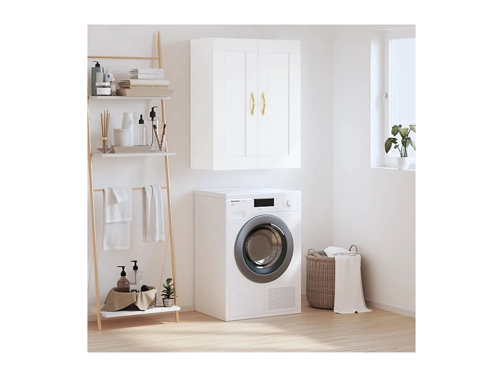 Mobiletto da parete bianco 69,5x34x90 cm in legno ingegnerizzato