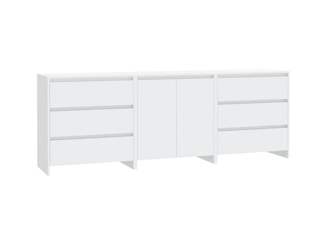 Buffets 3 pcs Blanc Bois d'ingénierie