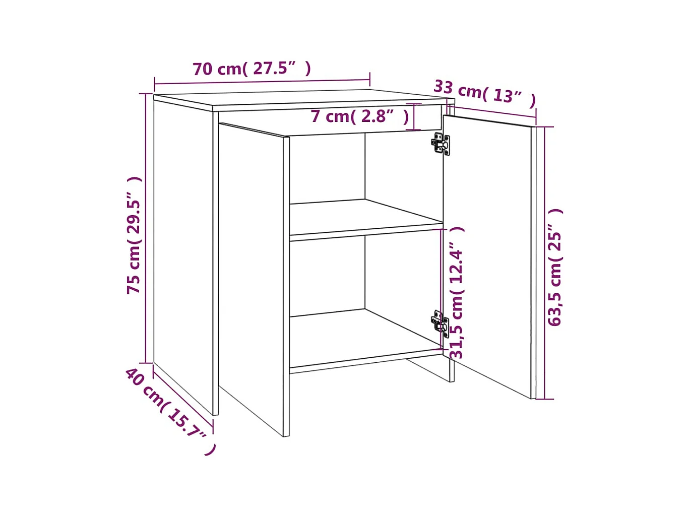 Buffets 3 pcs Blanc Bois d'ingénierie