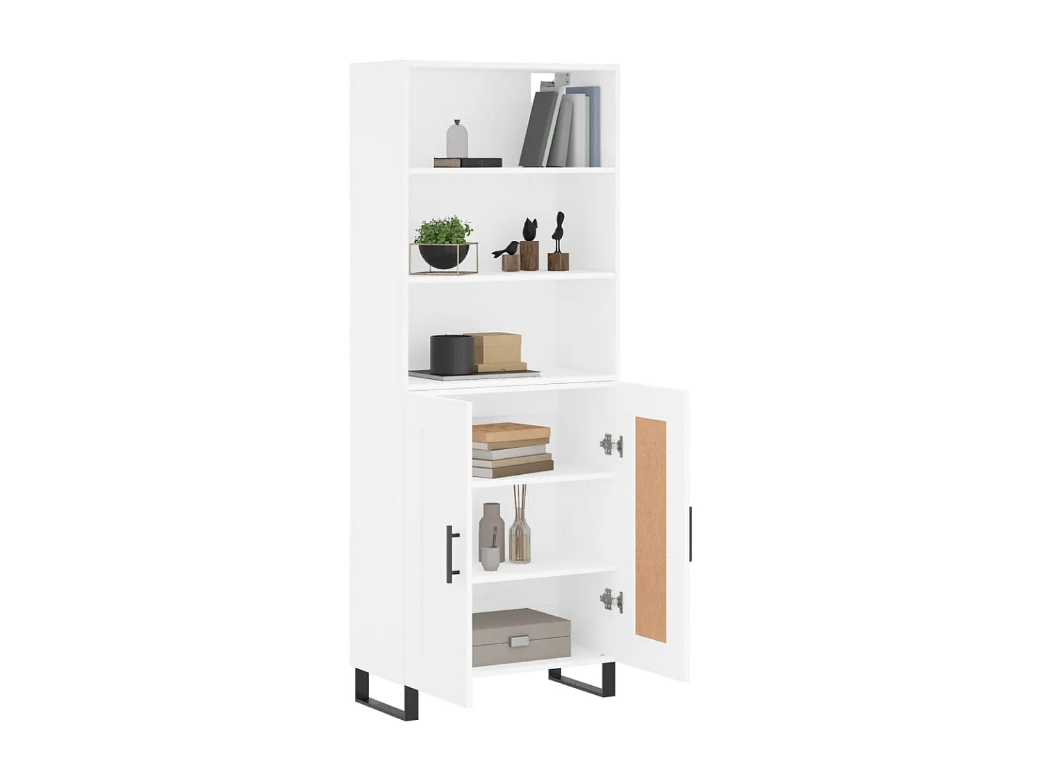 Credenza alta bianca 69,5x34x180 cm Legno ingegnerizzato