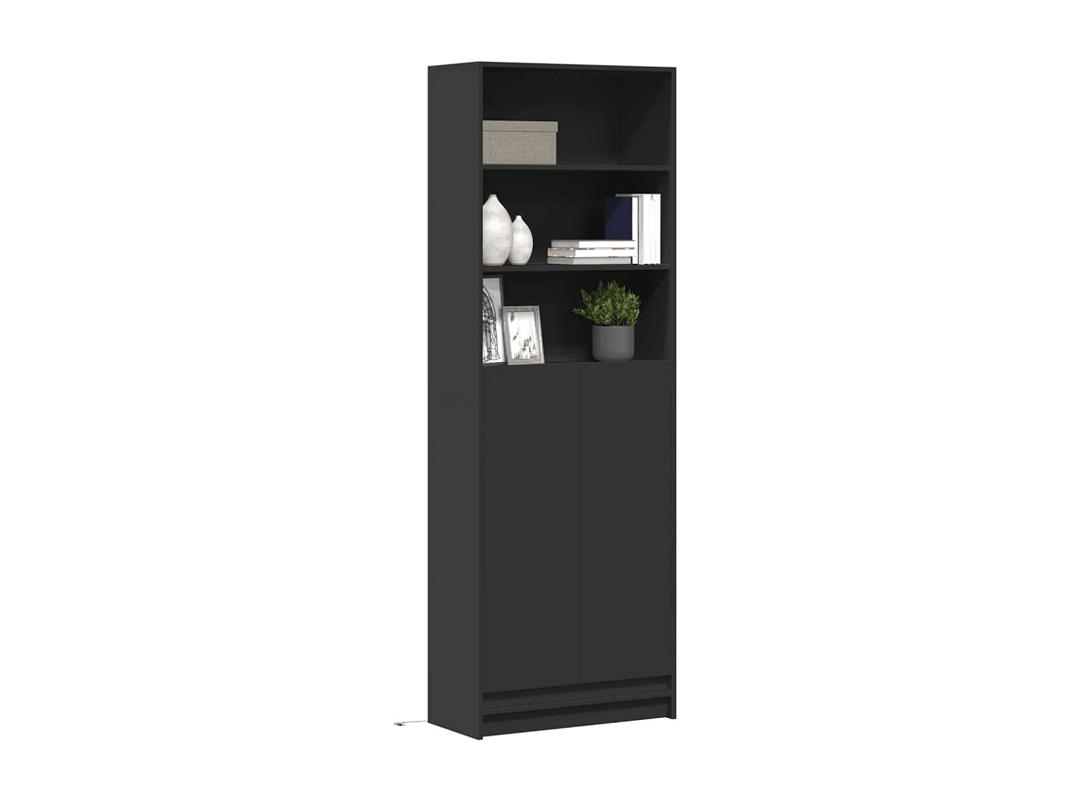 Buffet haut avec LED noir 69x32,5x200 cm bois d’ingénierie