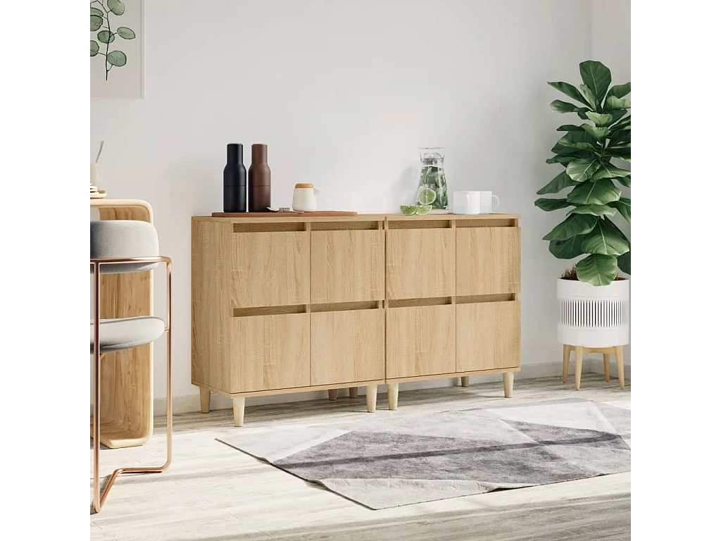 Buffets 2 pcs chêne sonoma 60x35x70 cm bois d'ingénierie