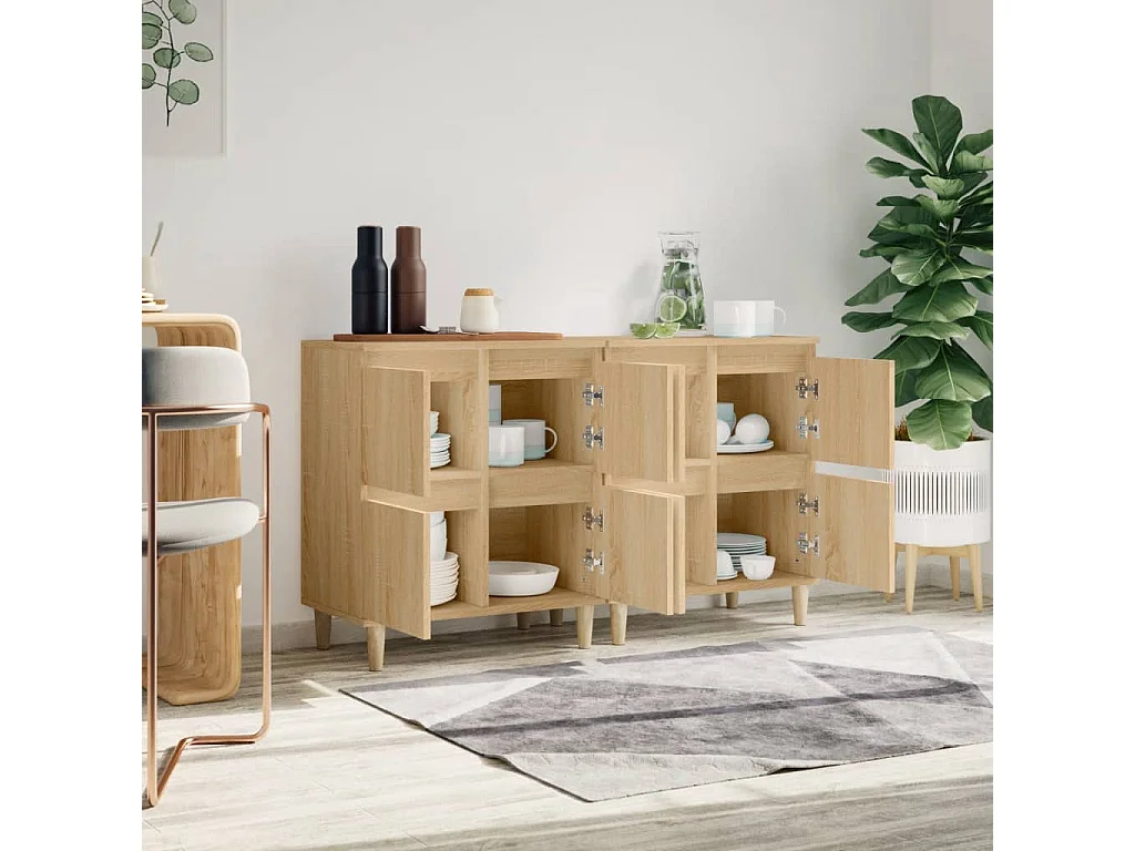 Buffets 2 pcs chêne sonoma 60x35x70 cm bois d'ingénierie