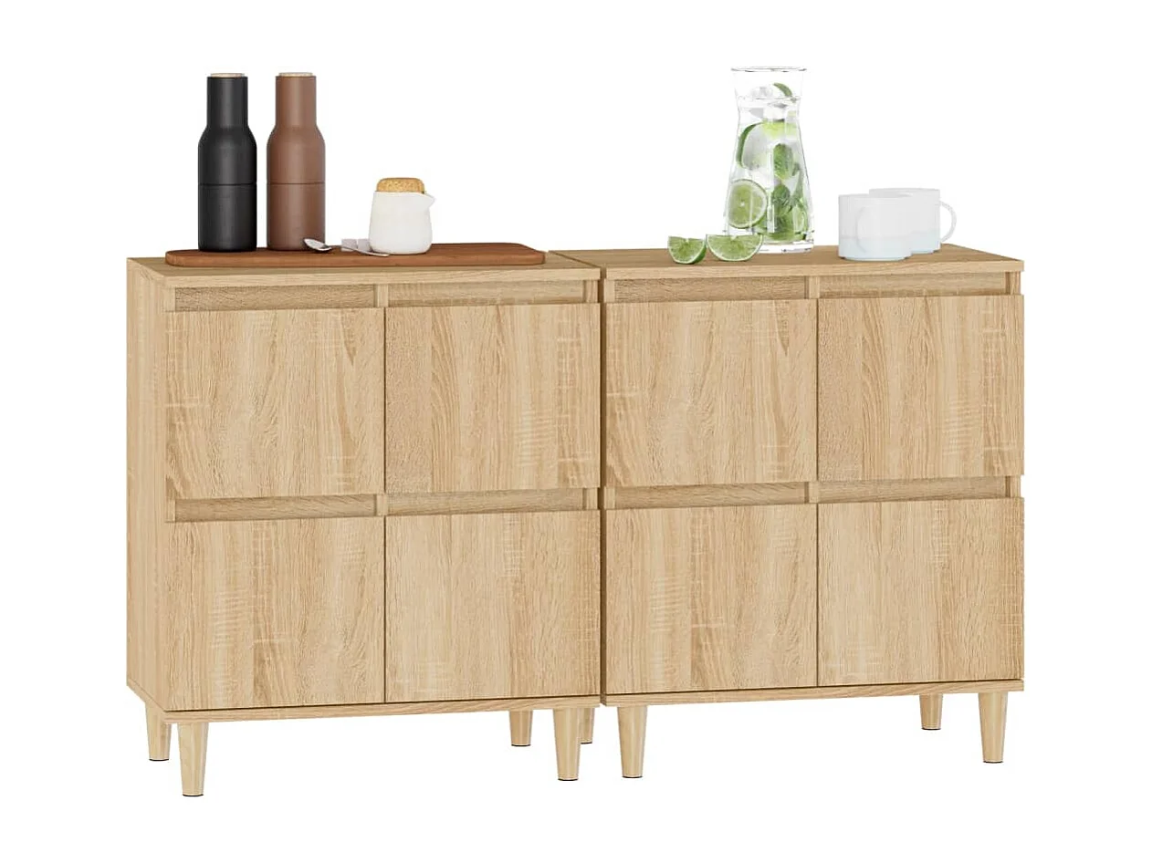 Buffets 2 pcs chêne sonoma 60x35x70 cm bois d'ingénierie