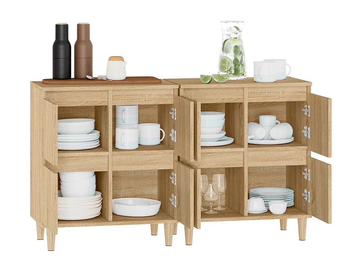Buffets 2 pcs chêne sonoma 60x35x70 cm bois d'ingénierie