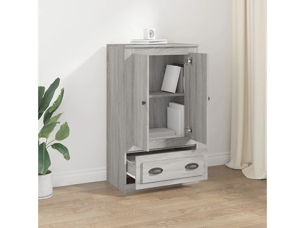 Sonoma grijs hoog dressoir 60x35,5x103,5 cm bewerkt hout
