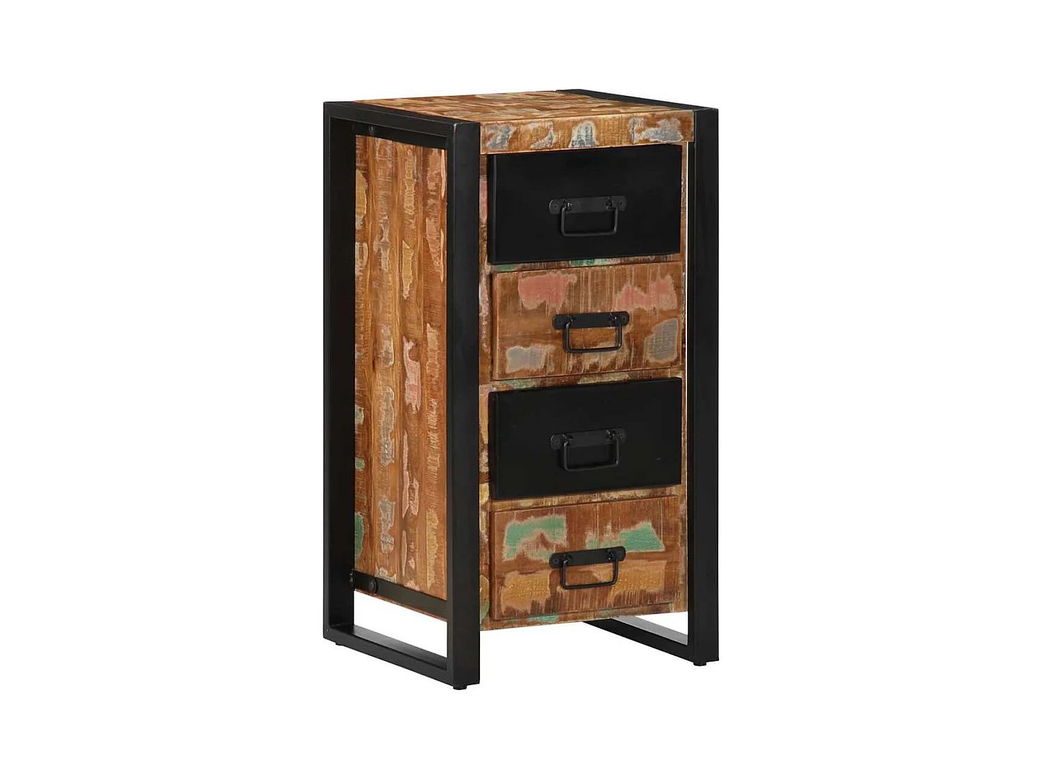 Meerkleurige ladekast 40x40x75 cm gerecycled hout