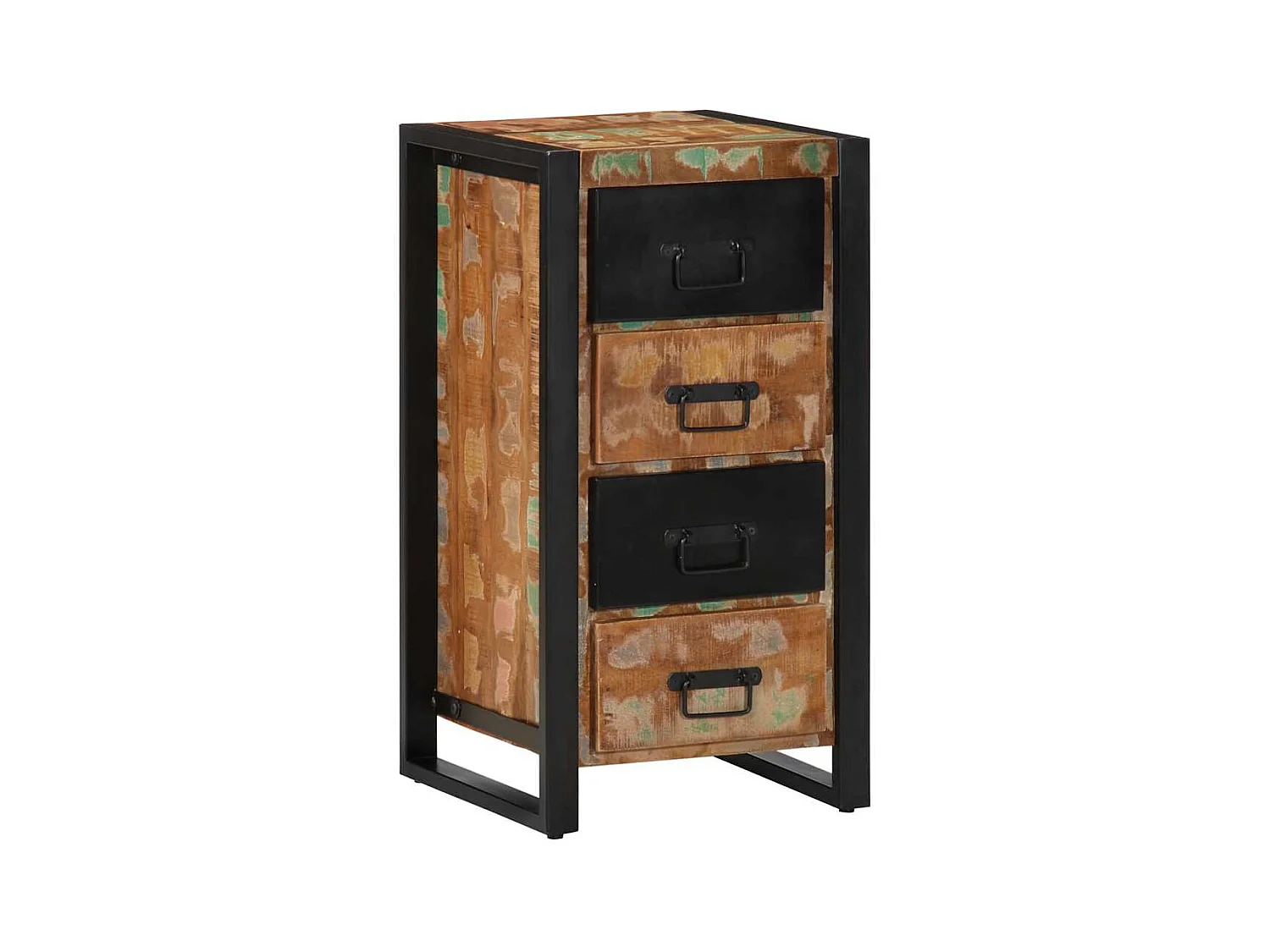 Meerkleurige ladekast 40x40x75 cm gerecycled hout