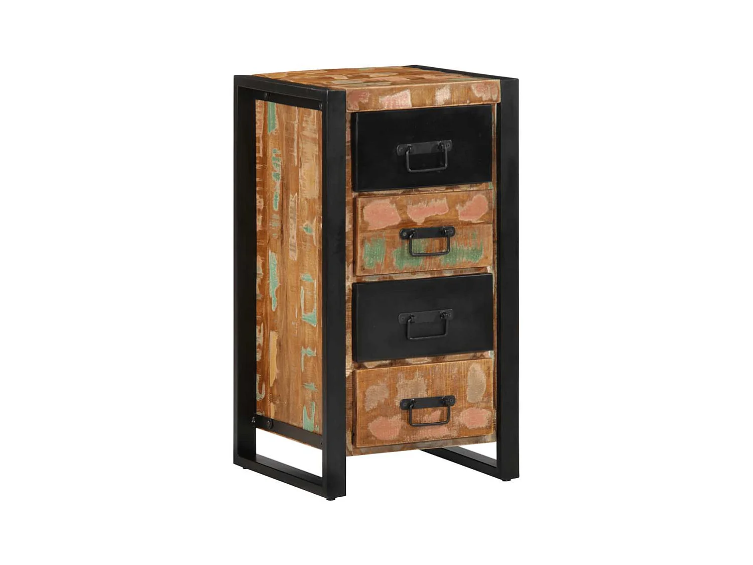 Meerkleurige ladekast 40x40x75 cm gerecycled hout