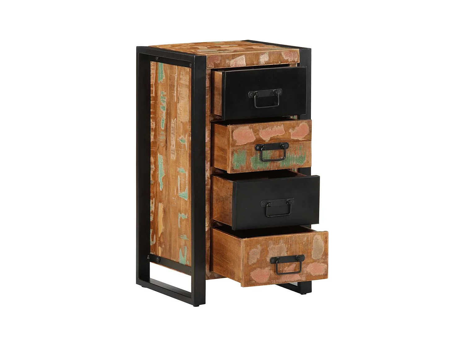 Meerkleurige ladekast 40x40x75 cm gerecycled hout