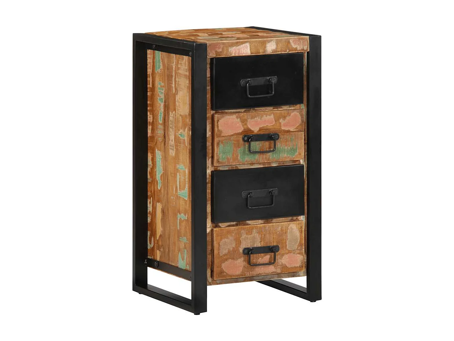 Armoire à tiroir multicolore 40x40x75 cm bois de récupération