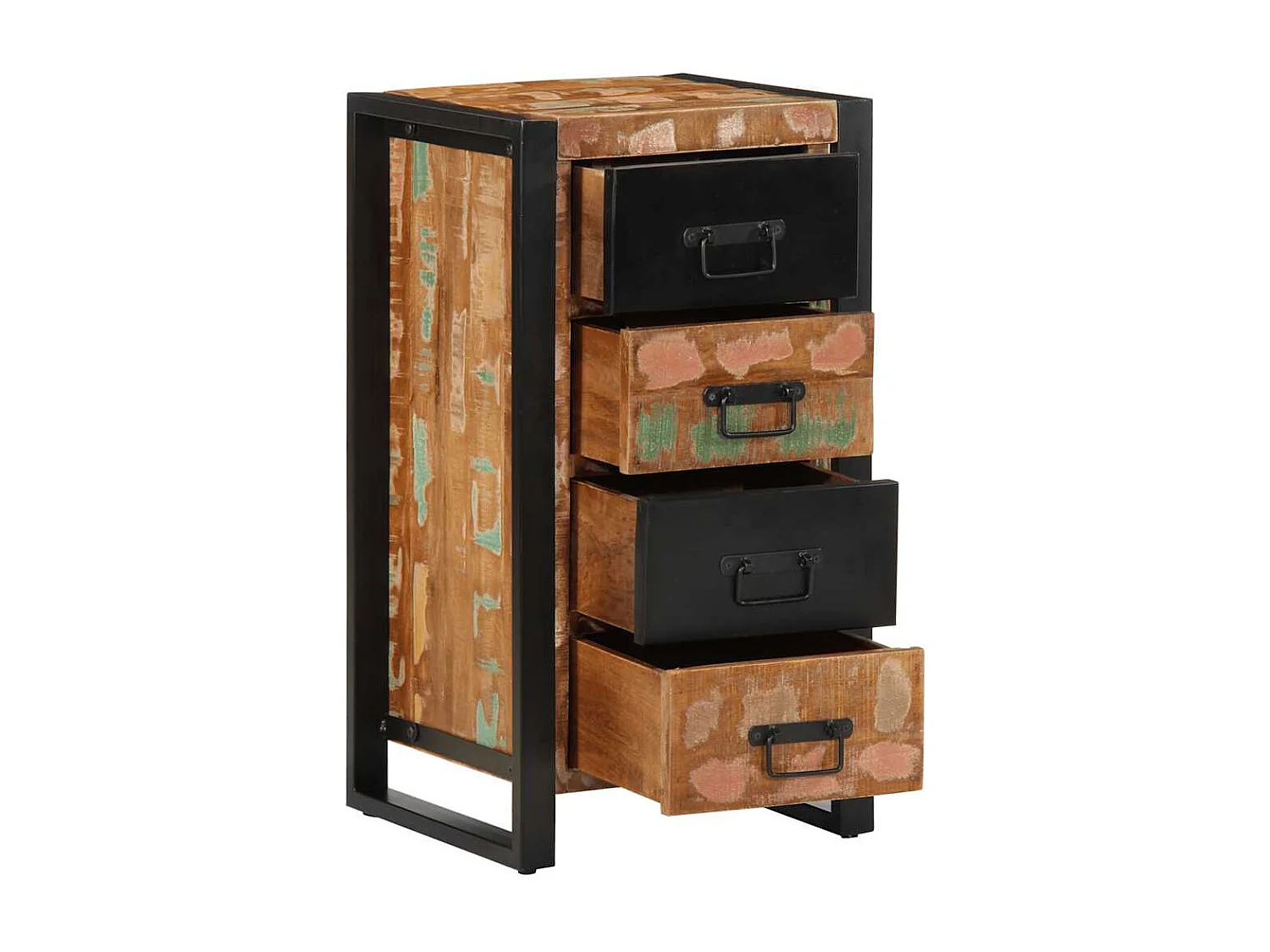 Armoire à tiroir multicolore 40x40x75 cm bois de récupération