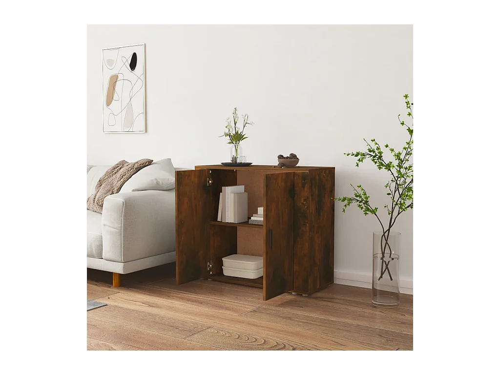 Credenza in rovere affumicato 80x33x70 cm in legno ingegnerizzato