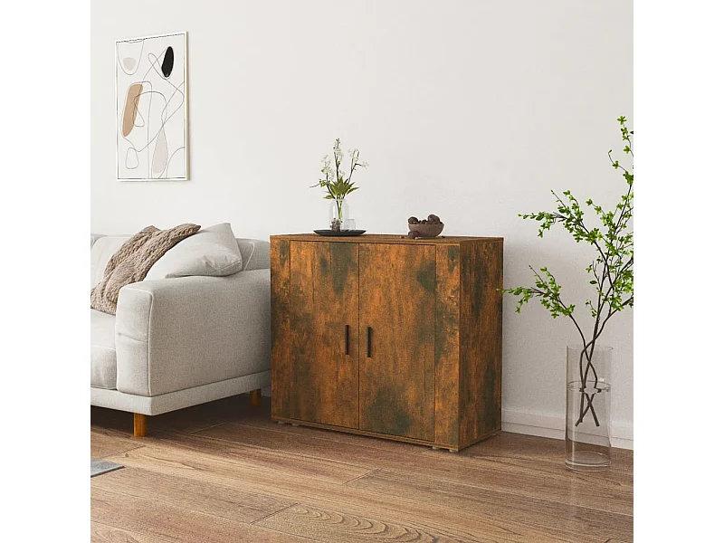 Buffet Chêne fumé 80x33x70 cm Bois d'ingénierie