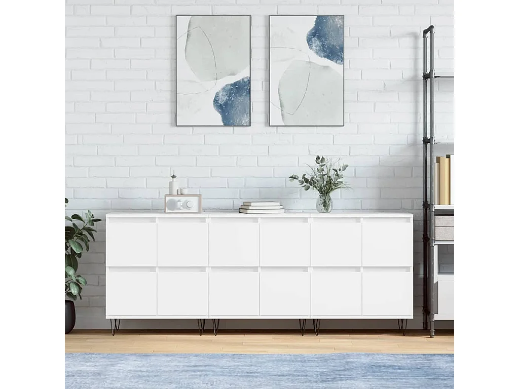 Buffets 3 pcs Blanc Bois d'ingénierie
