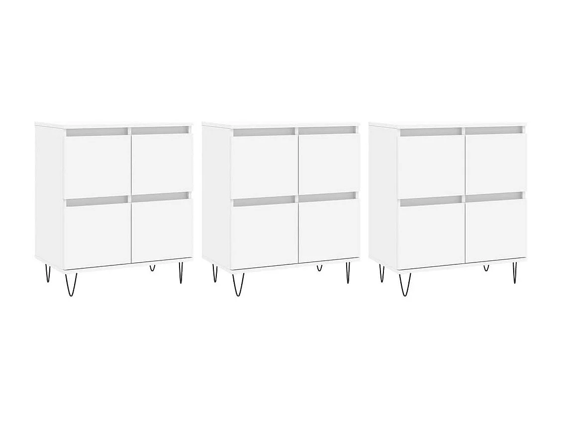 Buffets 3 pcs Blanc Bois d'ingénierie