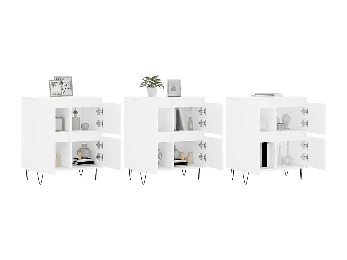 Buffets 3 pcs Blanc Bois d'ingénierie