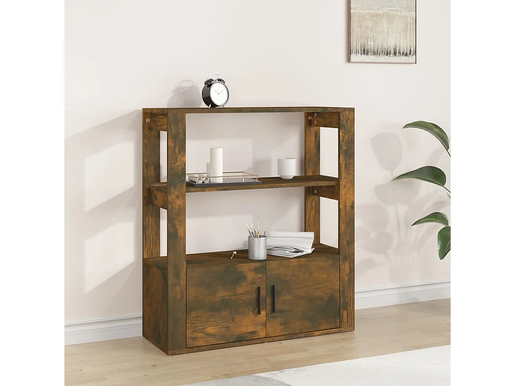 Aparador de roble ahumado 80x30x90 cm Madera de ingeniería