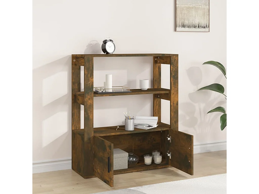 Aparador de roble ahumado 80x30x90 cm Madera de ingeniería