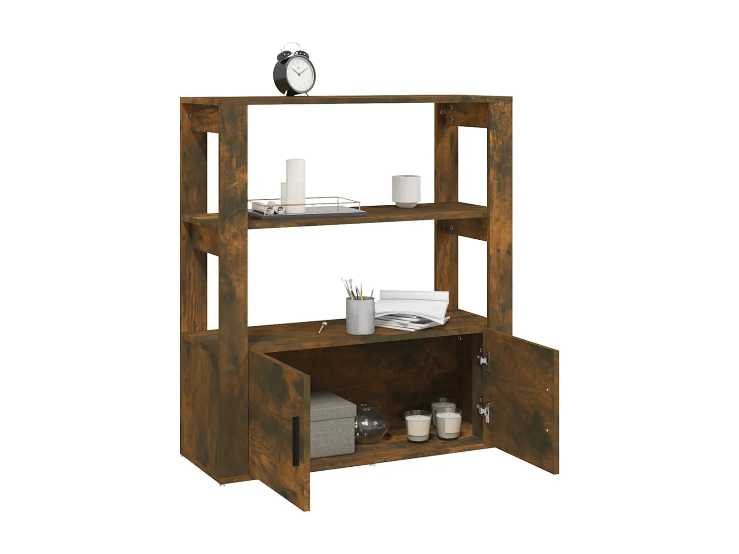 Aparador de roble ahumado 80x30x90 cm Madera de ingeniería