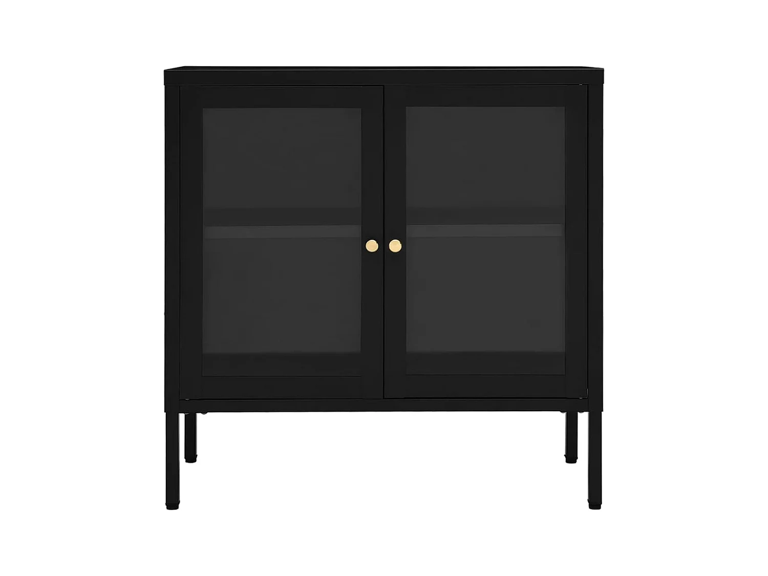 Buffet Noir 70x35x70 cm Acier et verre