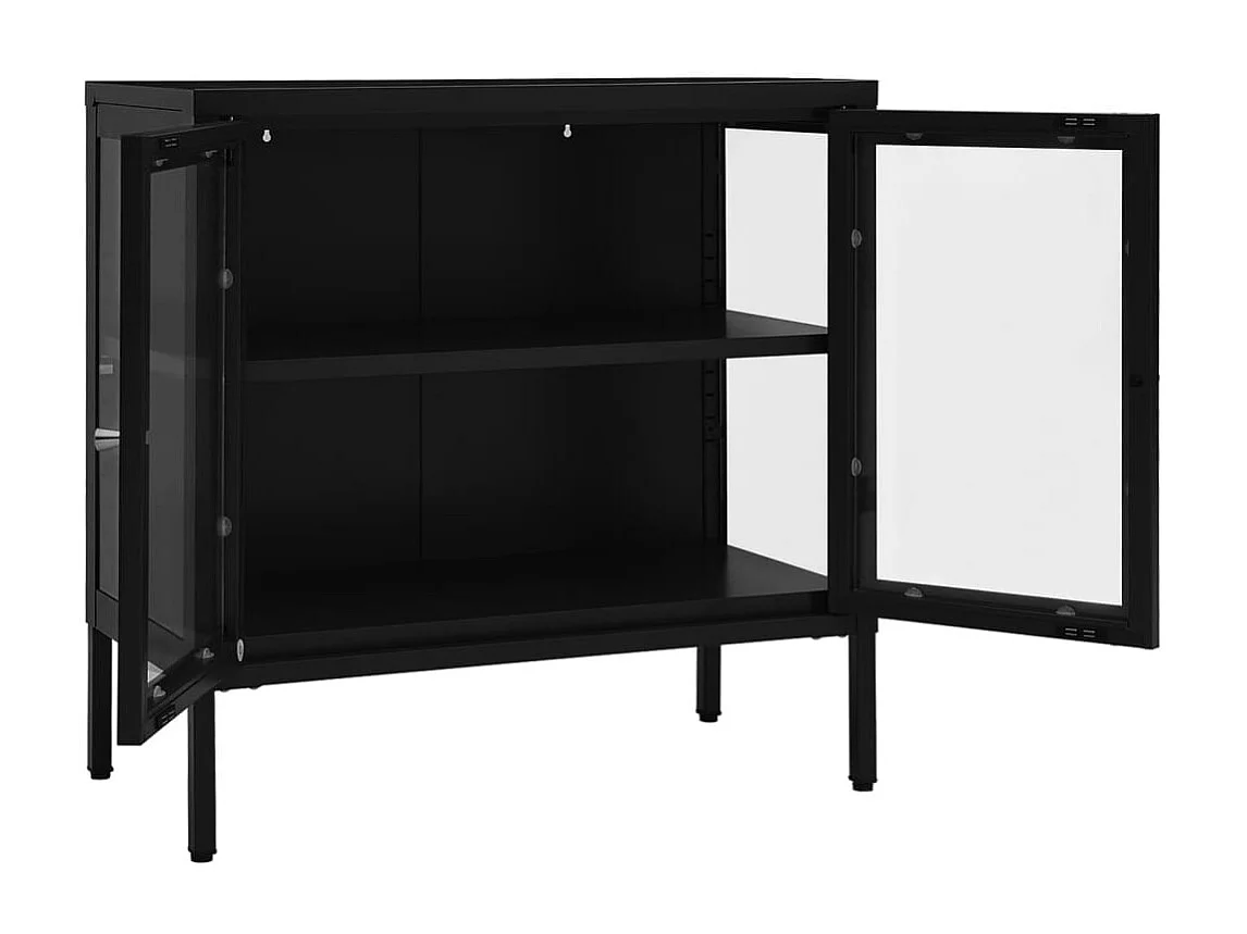 Buffet Noir 70x35x70 cm Acier et verre