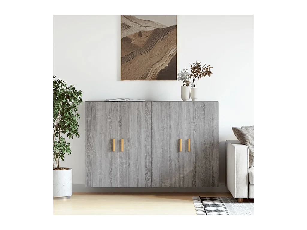 2-delige wandkasten Sonoma grijs bewerkt hout