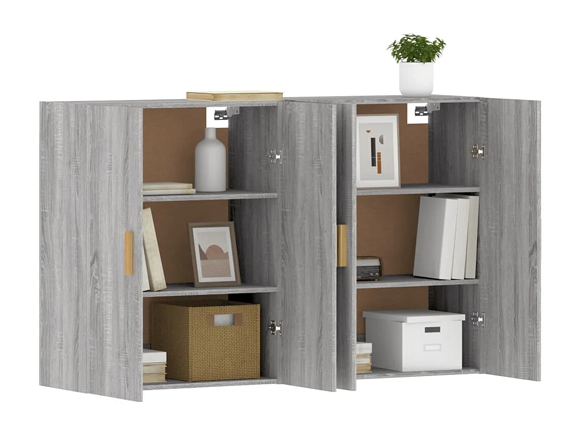 Pensili a 2 pezzi in legno ingegnerizzato grigio Sonoma