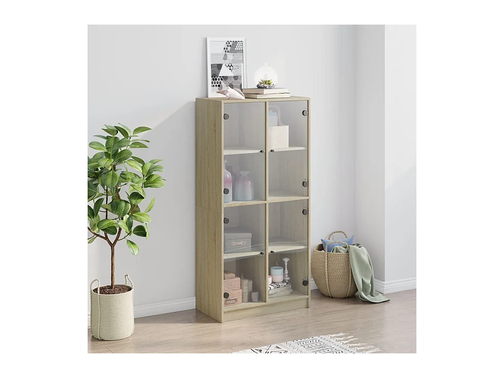 Buffet haut avec portes chêne sonoma bois d'ingénierie