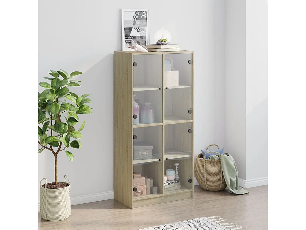 Buffet haut avec portes chêne sonoma bois d'ingénierie