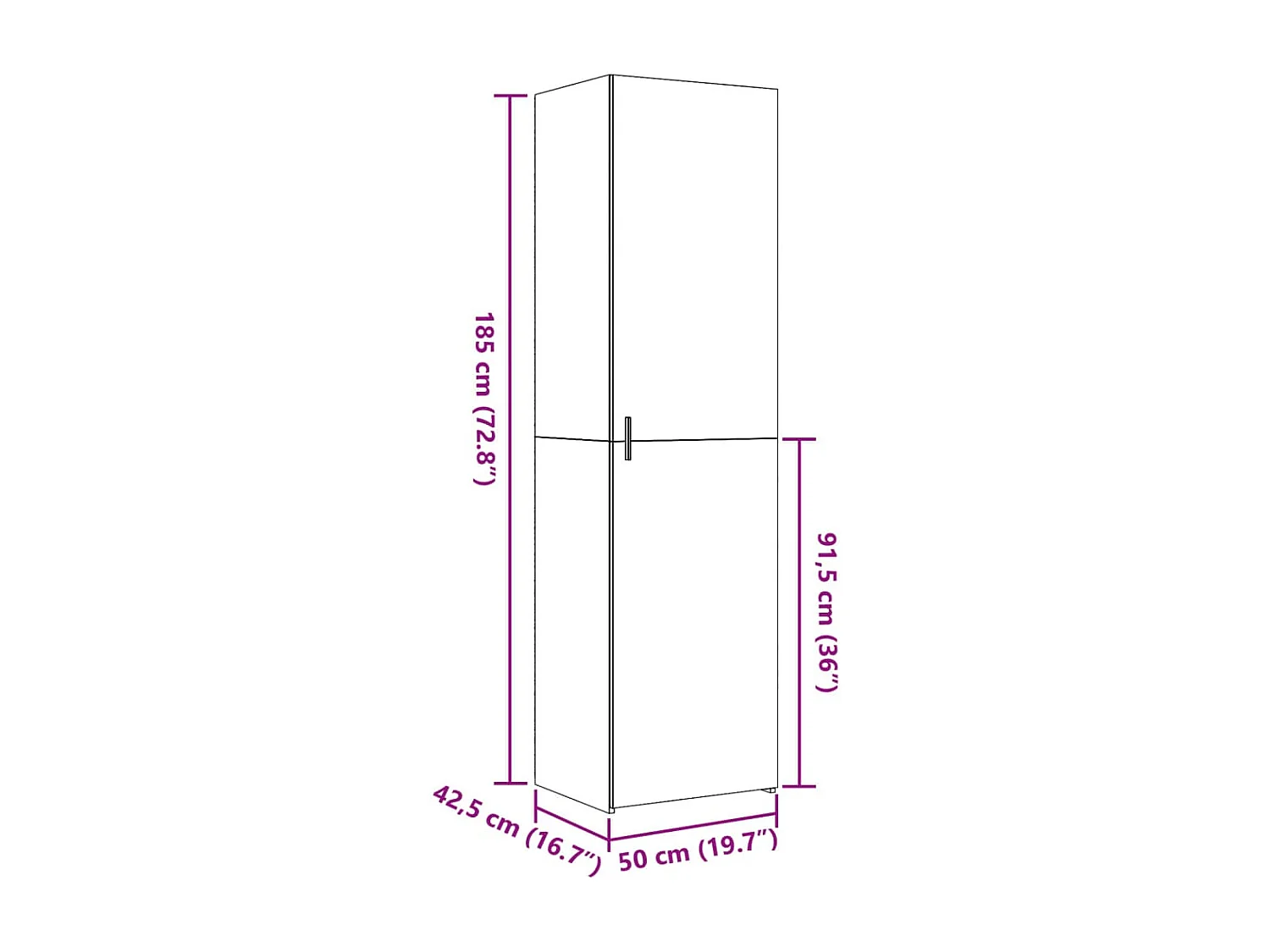Buffet haut chêne fumé 50x42,5x185 cm bois d'ingénierie