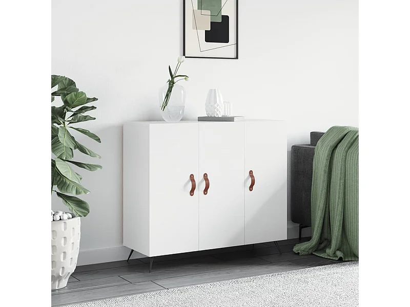 Buffet blanc 90x34x80 cm bois d'ingénierie